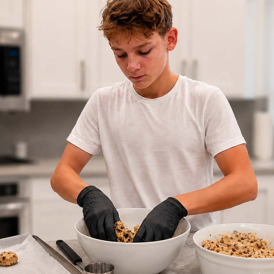 Adam baking cookies