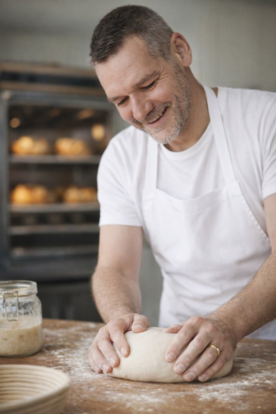 Jay working with sourdough